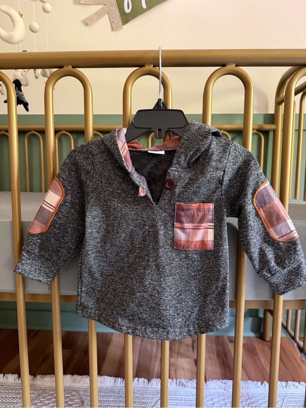 Hooded Heather Gray Baby Sweater